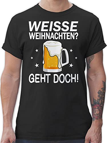 T-Shirt Herren - Geschenke Christmas Bekleidung - Weiße Weihnachten - Geht doch - Bierkrug Bierschaum - XL - Schwarz - weihnachtstshirts weihnachtsshirt weihnachtsmotiv Tshirt Weihnachts Outfit von Shirtracer