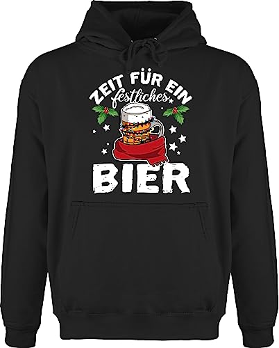 Hoodie Herren Pullover Männer - Weihnachten Geschenke Christmas Bekleidung - Zeit für EIN festliches Bier - 3XL - Schwarz - sprüche Kapuzenpullover weinachtspulower weichnachtspulli Mann von Shirtracer