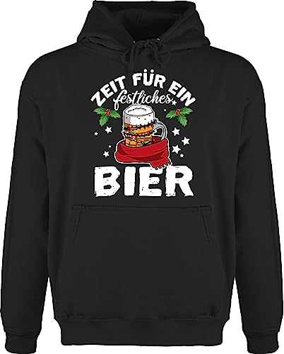 Shirtracer Hoodie Herren Pullover Männer - Weihnachten - Zeit für EIN festliches Bier - XL - Schwarz - wheinachtspulover Weihnachtspullover weihnachtsmotiv Ugly Kuschelpullover weihnachtshoodies von Shirtracer