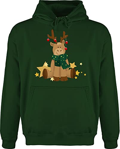 Hoodie Herren Pullover Männer - Weihnachten Geschenke Christmas Bekleidung - süßer Elch - M - Dunkelgrün - weihnachtspulli Weihnachtspullover weihnachtsmotiv süßes Pulli weinachtshoodies von Shirtracer