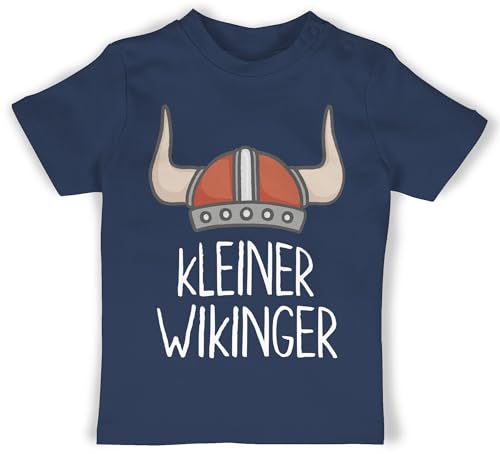 Shirtracer Baby T-Shirt Mädchen Jungen - & Walhalla - Kleiner Wikinger weiß - 12/18 Monate - Navy Blau - Viking Wikinger&Walhalla Shirts Kurzarm Helm babyshirts Shirt Babykleidung t-Shirts Tshirt von Shirtracer