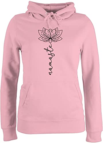 Pullover Damen Hoodie Frauen - Yoga und Wellness Geschenk - Namaste Lotusblüte - L - Hellrosa - Winter Pulli Hoody Kapuzenpullover Kapuzenpulli Baumwolle polover Yoga+Pullover+Damen spirituelle von Shirtracer