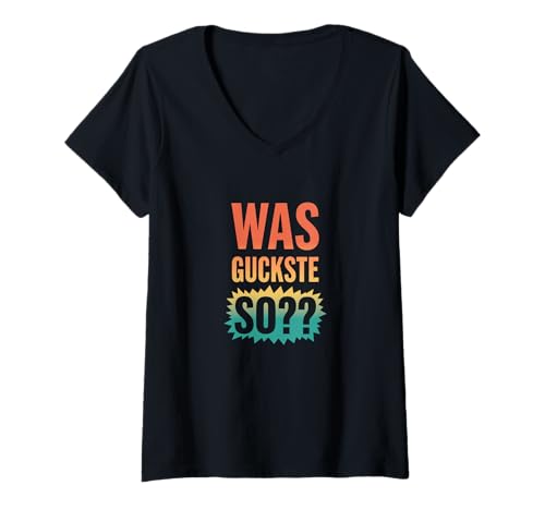Damen Retro was Guckste So - Lustiger Spruch T-Shirt mit V-Ausschnitt Damen Retro was Guckste So - Lustiger Spruch T-Shirt mit V-Ausschnitt von Shirts mit lustigen Sprüchen by PeeKay