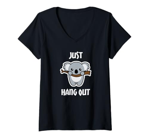 Damen Just Hang Out Süßer Koalabär Chillen Gammeln Entspannen T-Shirt mit V-Ausschnitt von Shirts & Geschenke für Australien & Koalabär Fans