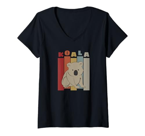 Damen Koala Retro Australia Day Süßer Koalabär T-Shirt mit V-Ausschnitt von Shirts & Geschenke für Australien & Koalabär Fans