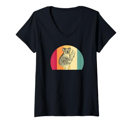 Damen Koala Retro Süßer Koalabär Australia Day T-Shirt mit V-Ausschnitt von Shirts & Geschenke für Australien & Koalabär Fans
