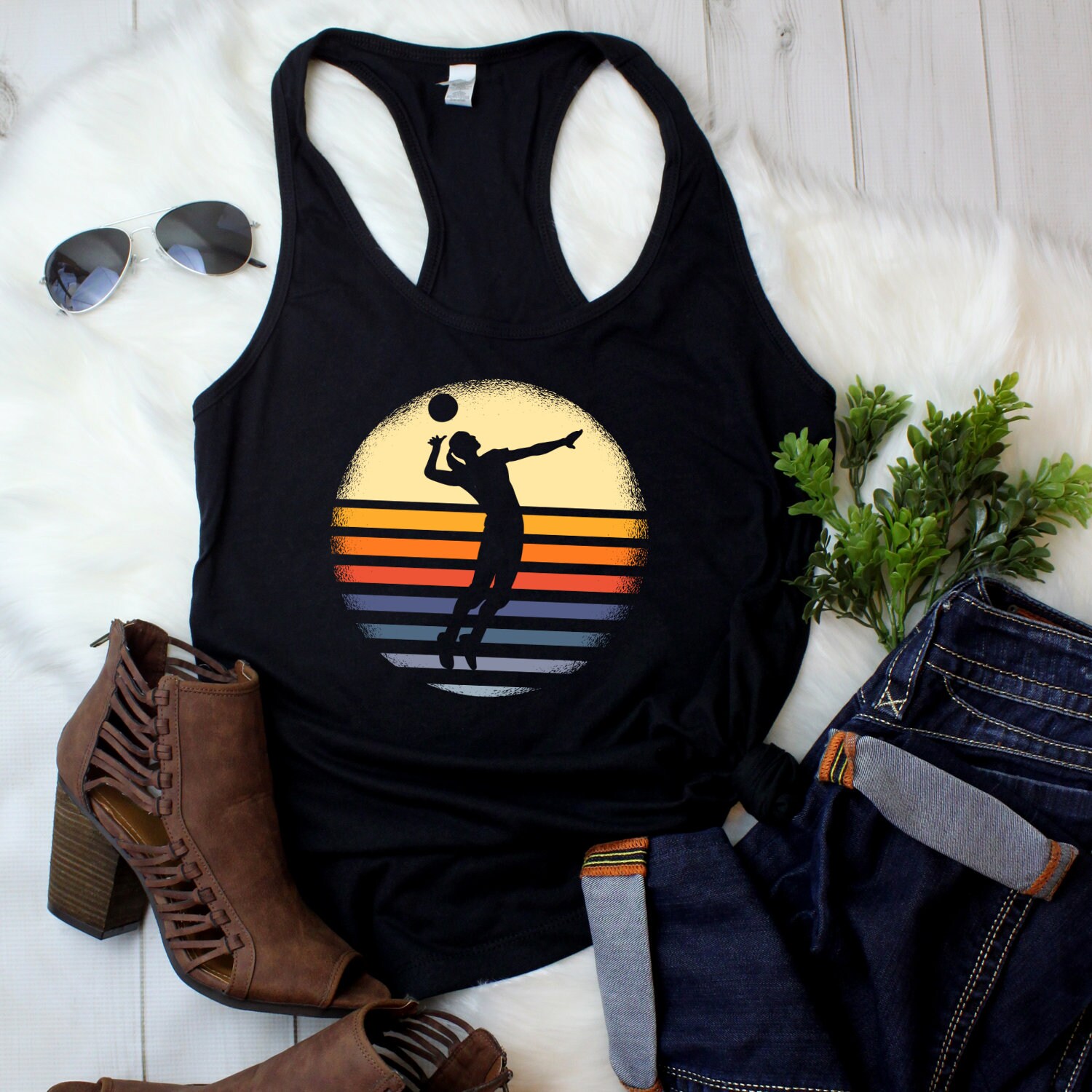 Frauen-Volleyball-Tank-Top Retro-Volleyball-Tank-Top-Vintage-Volleyball-Tank Für Frauen-Volleyball-Spieler-Geschenk-Liebe-Volleyball von ShirtsandGifts