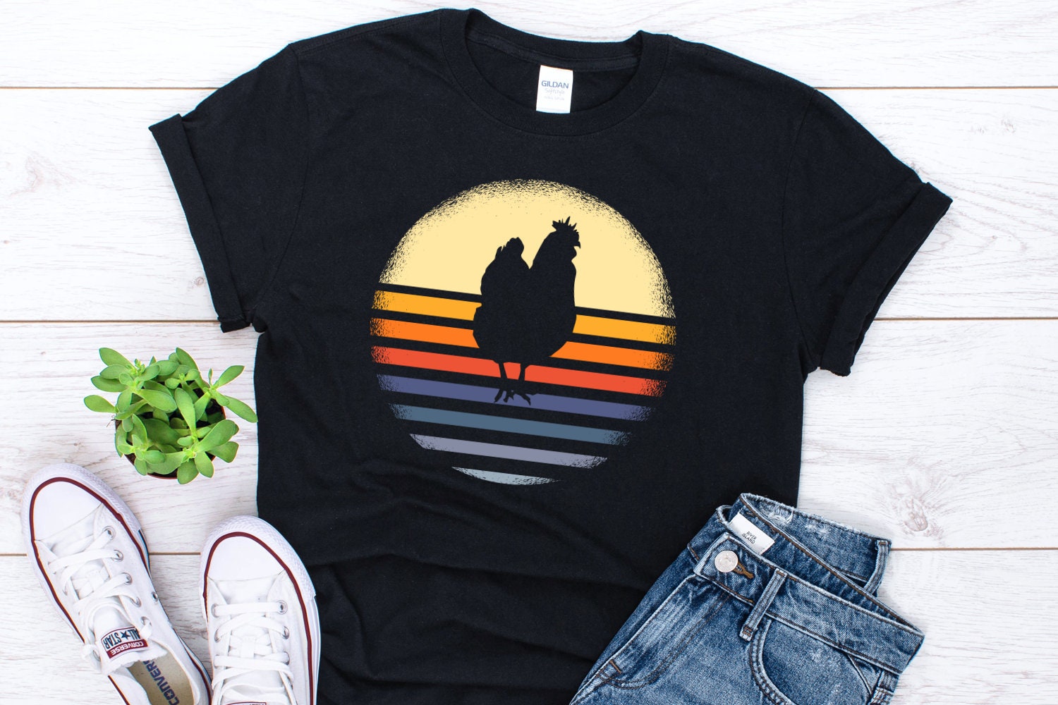 Huhn Shirt Retro Tshirt Vintage T Liebhaber Geschenk Farmer 70Er Jahre Stil Küken von ShirtsandGifts