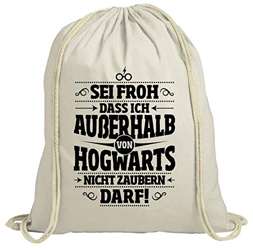 Shirtstreet Fanartikel Fan Kult Film natur Turnbeutel Rucksack Gymsac Außerhalb von Hogwarts, Größe: onesize,natur von Shirtstreet