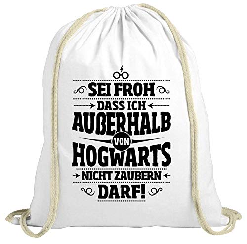 Shirtstreet Fanartikel Fan Kult Film natur Turnbeutel Rucksack Gymsac Außerhalb von Hogwarts, Größe: onesize,weiß natur von Shirtstreet