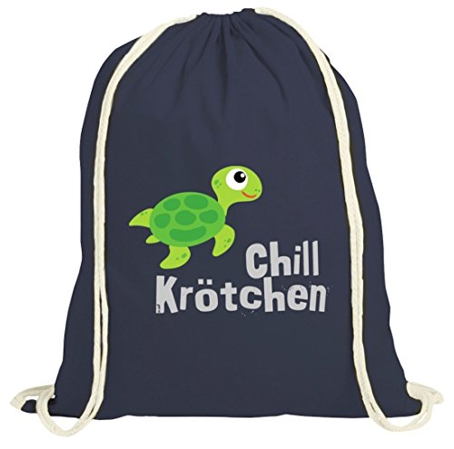 Shirtstreet Turtle Schildkröte natur Turnbeutel mit Chillkrötchen 1 Motiv, Größe: onesize,dunkelblau natur von Shirtstreet