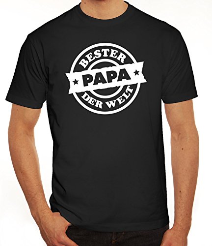 Geschenkidee Herren T-Shirt Bester Papa der Welt Stempel, Größe: XL,schwarz von Shirtstreet24