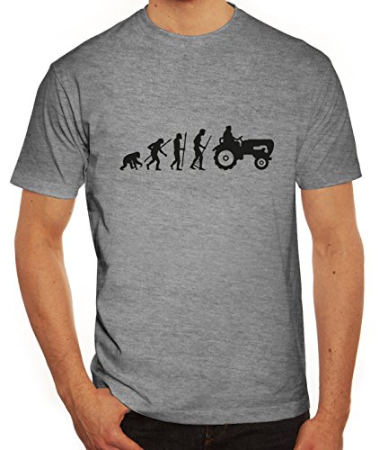 Lustiges Herren T-Shirt Evolution Traktor, Größe: L,Graumeliert von Shirtstreet24
