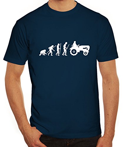 Lustiges Herren T-Shirt Evolution Traktor, Größe: S,dunkelblau von Shirtstreet24