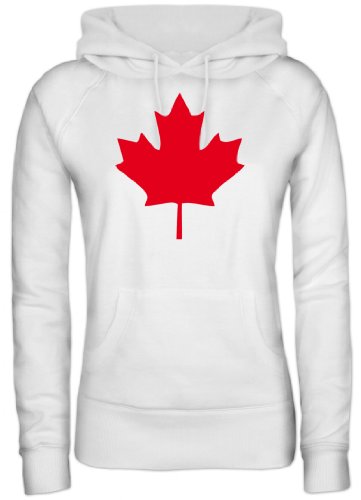 Shirtstreet, Canada/Kanada, Länder Damen/Lady Kapuzen Sweatshirt - Pullover, Größe: S,Weiß von Shirtstreet24