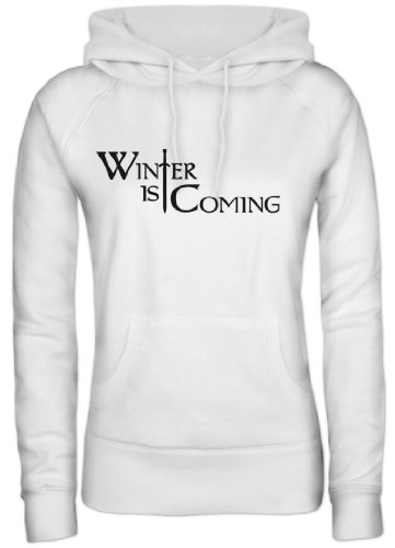 Shirtstreet, Schwert Winter is Coming, Damen/Lady Kapuzen Hoodie Sweatshirt - Pullover, Größe: XL,Weiß von Shirtstreet24
