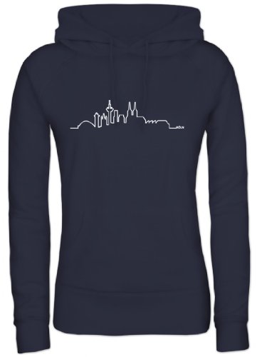 Shirtstreet, Skyline Köln, Cologne Kölle Karneval Damen/Lady Kapuzen Sweatshirt - Pullover, Größe: XL,Navy von Shirtstreet24