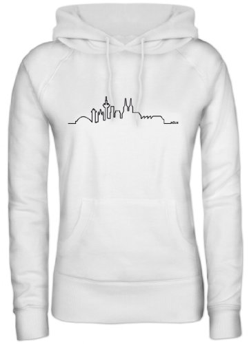 Shirtstreet, Skyline Köln, Cologne Kölle Karneval Damen/Lady Kapuzen Sweatshirt - Pullover, Größe: XXL,Weiß von Shirtstreet24