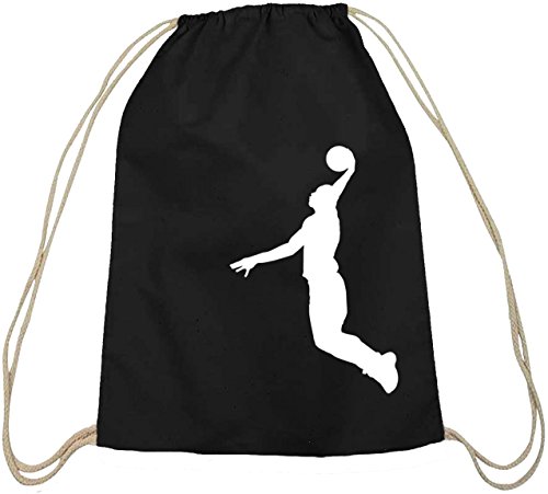 Shirtstreet24, BASKETBALL PLAYER, NBA Sport Baumwoll natur Turnbeutel Rucksack Sport Beutel, Größe: onesize,schwarz natur von Shirtstreet24