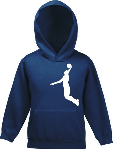 Shirtstreet24, BASKETBALL PLAYER, NBA Sport Kinder Kids Kapuzen Sweatshirt Hoodie - Pullover, Größe: 140,Navy von Shirtstreet24