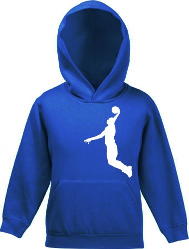 Shirtstreet24, BASKETBALL PLAYER, NBA Sport Kinder Kids Kapuzen Sweatshirt Hoodie - Pullover, Größe: 152,Royal Blau von Shirtstreet24