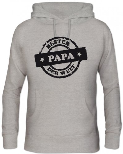 Shirtstreet24, Bester Papa der Welt Stempel, Vatertag Herren Kapuzen Sweatshirt Hoodie - Pullover, Größe: M,Graumeliert von Shirtstreet24