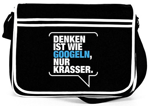 Shirtstreet24, Denken ist krasser, Retro Messenger Bag Kuriertasche Umhängetasche, Größe: onesize,Schwarz von Shirtstreet24