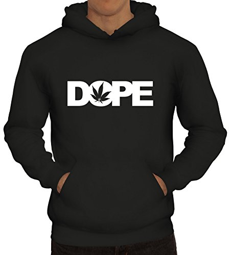 Shirtstreet24, Dope Cannabis, Hanf Blatt Herren Kapuzen Sweatshirt - Pullover Hoodie, Größe: L,Schwarz von Shirtstreet24