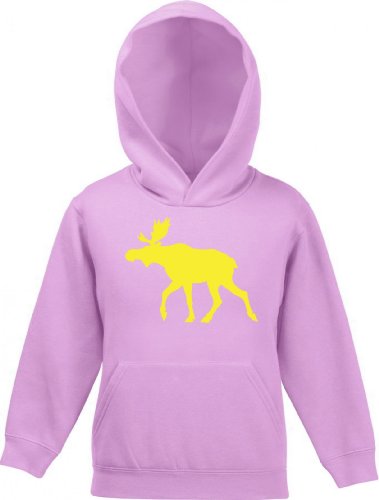 Shirtstreet24, ELCH, Schweden Skandinavien Kinder Kids Kapuzen Sweatshirt Hoodie - Pullover, Größe: 116,Rosa von Shirtstreet24