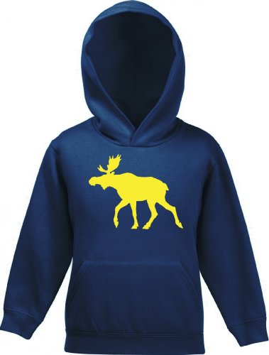 Shirtstreet24, ELCH, Schweden Skandinavien Kinder Kids Kapuzen Sweatshirt Hoodie - Pullover, Größe: 128,Navy von Shirtstreet24