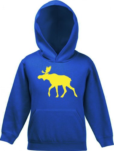 Shirtstreet24, ELCH, Schweden Skandinavien Kinder Kids Kapuzen Sweatshirt Hoodie - Pullover, Größe: 128,Royal Blau von Shirtstreet24