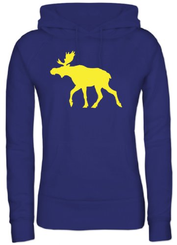 Shirtstreet24, ELCH, Schweden Skandinavien Lady/Girlie Kapuzen Sweatshirt - Pullover, Größe: XL,Royal Blau von Shirtstreet24