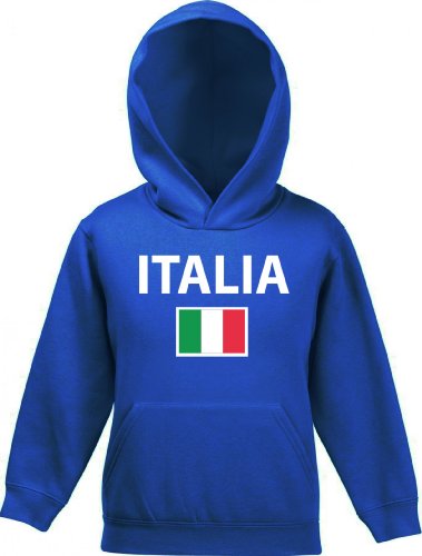 Shirtstreet24, EM/WM 20 - Italia, Italien Italy Fußball Fan Kinder Kapuzen Hoodie - Pullover, Größe: 116,Royal Blau von Shirtstreet24