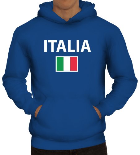 Shirtstreet24, EM/WM 20 - Italia, Italien Italy Fußball Herren Kapuzen Sweatshirt - Pullover Hoodie, Größe: S,Royal Blau von Shirtstreet24