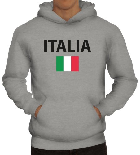 Shirtstreet24, EM/WM 20 - Italia, Italien Italy Fußball Herren Kapuzen Sweatshirt - Pullover Hoodie, Größe: XL,Graumeliert von Shirtstreet24