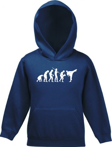 Shirtstreet24, EVOLUTION JUDO, Kampfsport Kinder Kids Kapuzen Sweatshirt Hoodie - Pullover, Größe: 116,Navy von Shirtstreet24