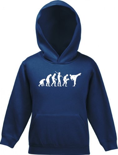 Shirtstreet24, EVOLUTION JUDO, Kampfsport Kinder Kids Kapuzen Sweatshirt Hoodie - Pullover, Größe: 140,Navy von Shirtstreet24
