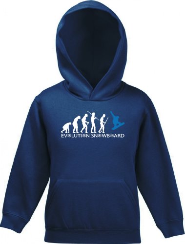Shirtstreet24, EVOLUTION SNOWBOARD 2.0, Kinder Kids Kapuzen Sweatshirt Hoodie - Pullover, Größe: 152,Navy von Shirtstreet24