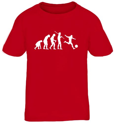 Shirtstreet24, Evolution Fussball, EM WM Sport Kinder Fun T-Shirt, Größe: 134/146,rot von Shirtstreet24