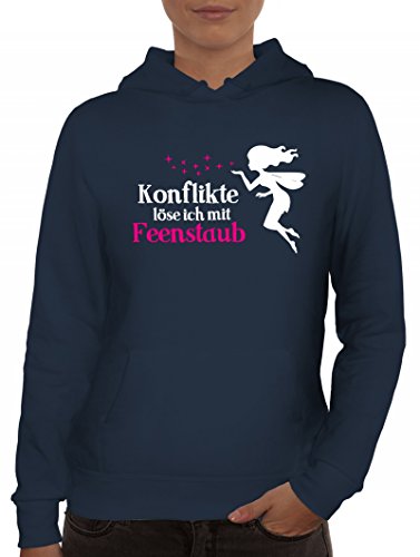 Shirtstreet24, Feenstaub, Fee Fairy Lady/ Damen Kapuzen Hoodie Pullover - Sweatshirt, Größe: XL,Navy von Shirtstreet24