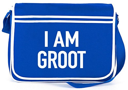 Shirtstreet24, I Am Groot, Retro Messenger Bag Kuriertasche Umhängetasche, Größe: onesize,Royal Blau von Shirtstreet24