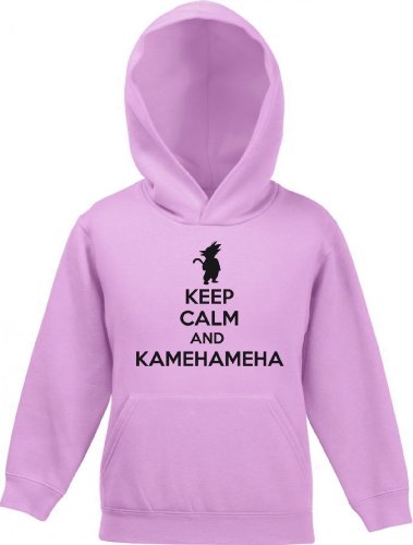 Shirtstreet24, Keep Calm And Kamehameha, Kinder Kids Kapuzen Sweatshirt Hoodie - Pullover, Größe: 152,Rosa von Shirtstreet24