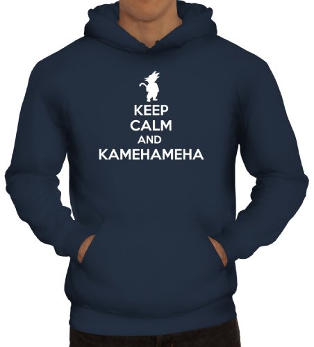 Shirtstreet24, Keep Calm and Kamehameha, Herren Kapuzen Sweatshirt - Pullover Hoodie, Größe: S,Navy von Shirtstreet24