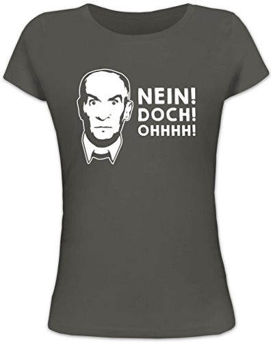 Shirtstreet24, Nein! DOCH! Ohhhh! Lady/Damenshirt/Frauen Fun T-Shirt, Größe: L,dunkelgrau von Shirtstreet24