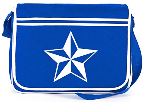 Shirtstreet24, Nautischer Stern, Nautic Nautical Retro Messenger Bag Kuriertasche Umhängetasche, Größe: onesize,Royal Blau von Shirtstreet24