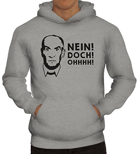 Shirtstreet24, Nein! DOCH! Ohhhh! Herren Kapuzen Sweatshirt - Pullover Hoodie, Größe: 3XL,Graumeliert von Shirtstreet24