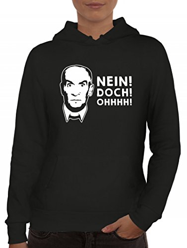 Shirtstreet24, Nein! DOCH! Ohhhh! Lady/Damen Kapuzen Hoodie Pullover - Sweatshirt, Größe: S,Schwarz von Shirtstreet24