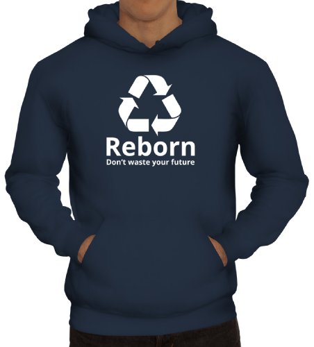 Shirtstreet24, Reborn, christlicher Jesus Herren Kapuzen Sweatshirt - Pullover Hoodie, Größe: XL,Navy von Shirtstreet24