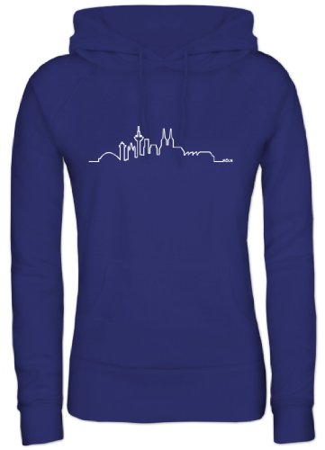 Shirtstreet24, Skyline Köln, Cologne Kölle Karneval Lady/Girlie Kapuzen Sweatshirt - Pullover, Größe: L,Royal Blau von Shirtstreet24