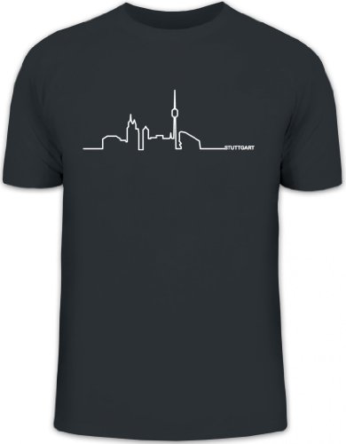 Shirtstreet24, Skyline Stuttgart, Benz Town Benztown Städte Herren T-Shirt Fun Shirt Funshirt, Größe: L,Darkgrey von Shirtstreet24